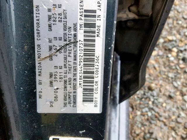 JM1BK344291210737 - 2009 MAZDA 3 S BLACK photo 10