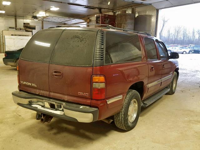 1GKFK16T41J267444 - 2001 GMC YUKON XL K MAROON photo 4