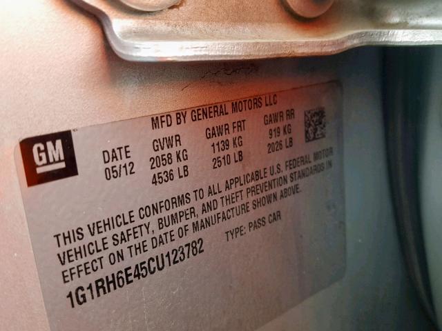 1G1RH6E45CU123782 - 2012 CHEVROLET VOLT SILVER photo 10