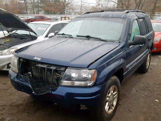 1J4GW48S34C298696 - 2004 JEEP GRAND CHER BLUE photo 2