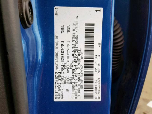 5TFEM5F18GX096663 - 2016 TOYOTA TUNDRA CRE 蓝色 照片 10