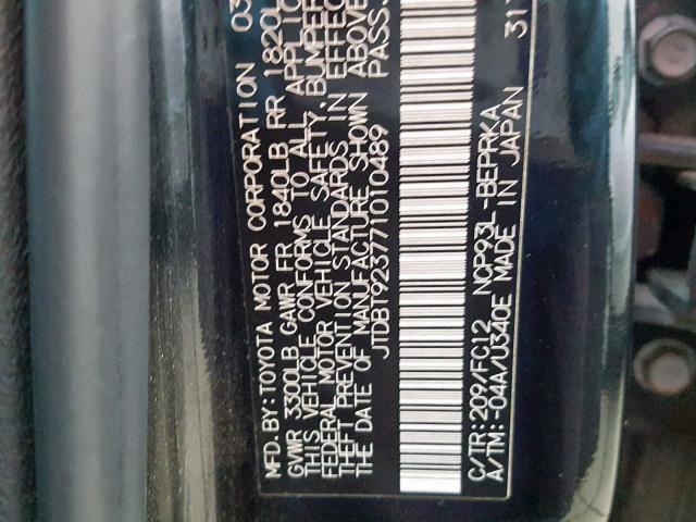 JTDBT923771010489 - 2007 TOYOTA YARIS Qara foto 10