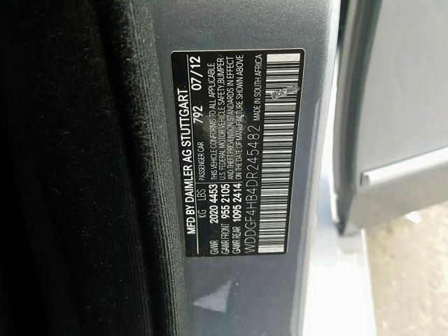 WDDGF4HB4DR245482 - 2013 MERCEDES-BENZ C 250 GRAY photo 10