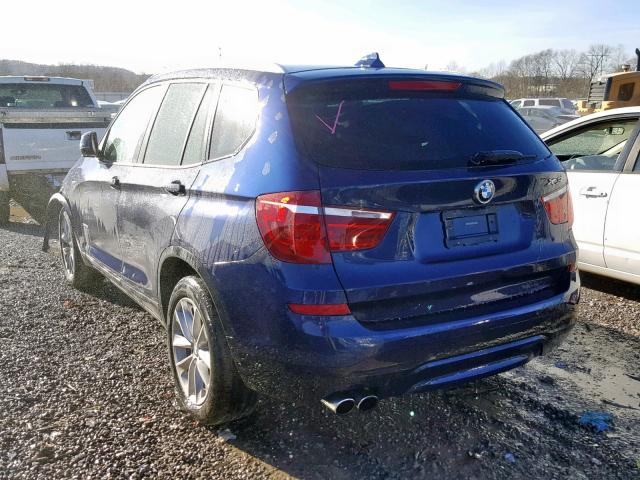 5UXWX9C51F0D61376 - 2015 BMW X3 XDRIVE2 BLUE photo 3