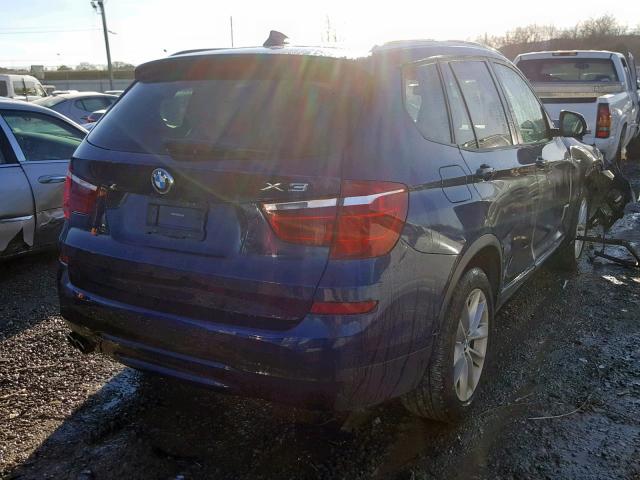 5UXWX9C51F0D61376 - 2015 BMW X3 XDRIVE2 BLUE photo 4