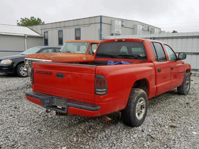 1B7GL2AN5YS607507 - 2000 DODGE DAKOTA QUA RED photo 4