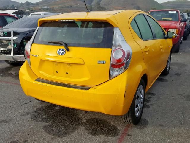 JTDKDTB31E1062420 - 2014 TOYOTA PRIUS C YELLOW photo 4