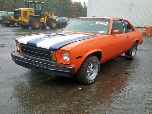 1X27D7T168039 - 1977 CHEVROLET NOVA ORANGE photo 2