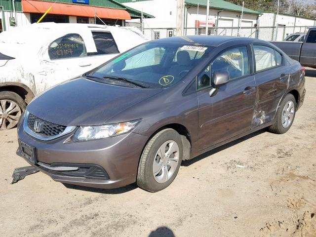 19XFB2F52DE046123 - 2013 HONDA CIVIC LX GRAY photo 2