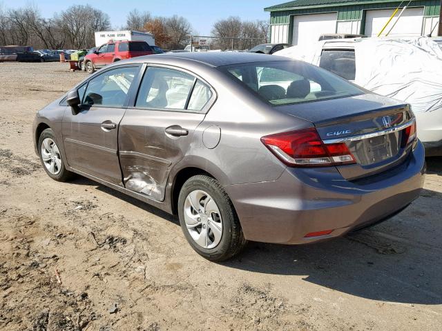 19XFB2F52DE046123 - 2013 HONDA CIVIC LX GRAY photo 3