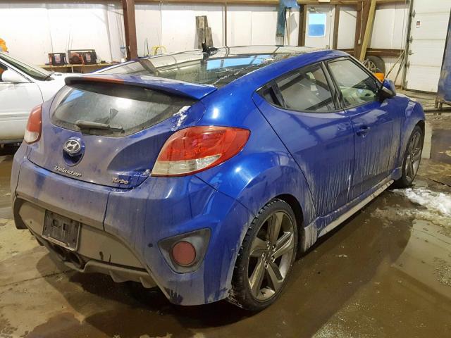 KMHTC6AE3EU185173 - 2014 HYUNDAI VELOSTER T BLUE photo 4