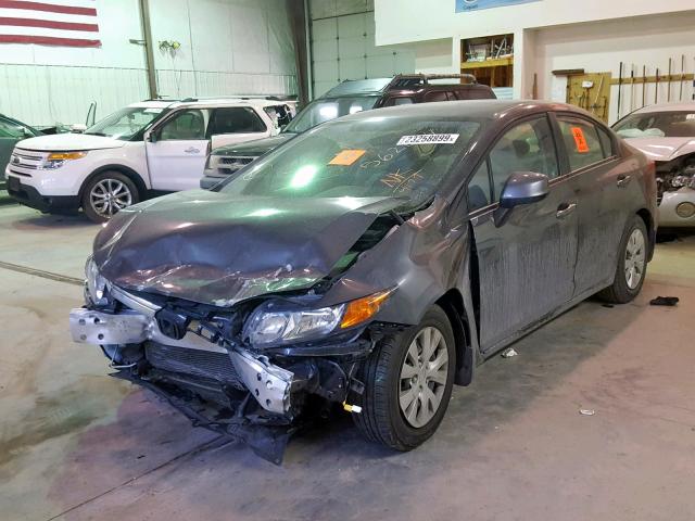 2HGFB2F59CH504177 - 2012 HONDA CIVIC LX GRAY photo 2