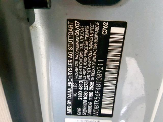 WDBTK56F48T089211 - 2008 MERCEDES-BENZ CLK 350 蓝色 照片 10