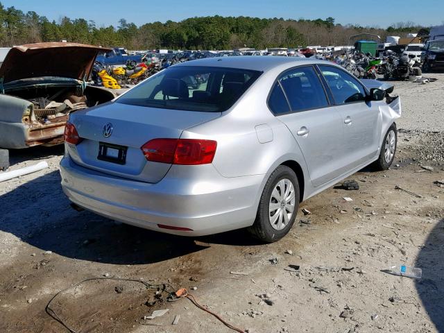 3VW1K7AJ6EM436772 - 2014 VOLKSWAGEN JETTA BASE SILVER photo 4