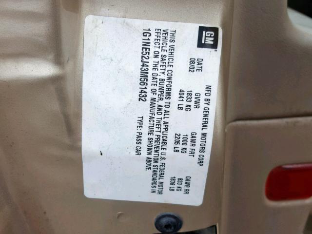 1G1NE52J43M561432 - 2003 CHEVROLET MALIBU LS BEIGE photo 10