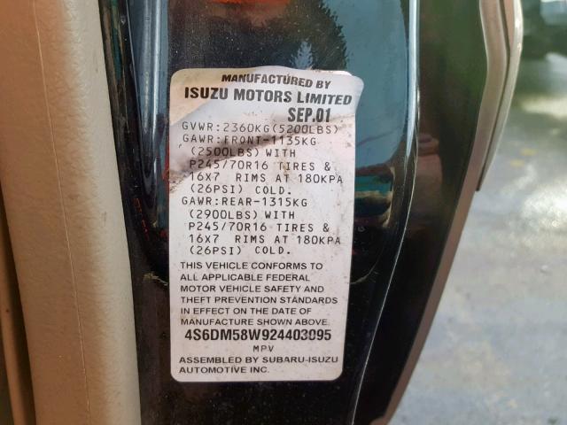 4S6DM58W924403095 - 2002 HONDA PASSPORT E 黑色 照片 10