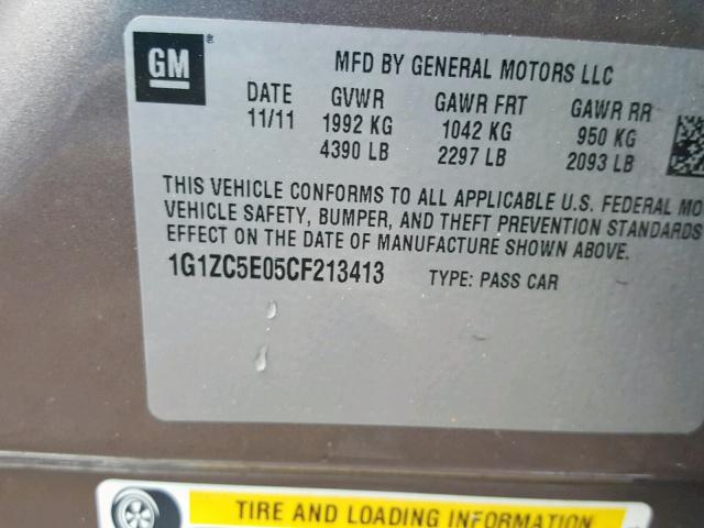 1G1ZC5E05CF213413 - 2012 CHEVROLET MALIBU 1LT ყავისფერი ფოტო 10