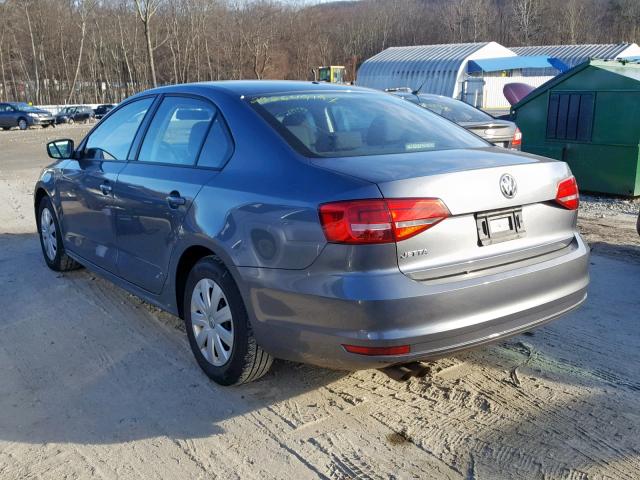 3VW2K7AJXFM305592 - 2015 VOLKSWAGEN JETTA BASE GRAY photo 3