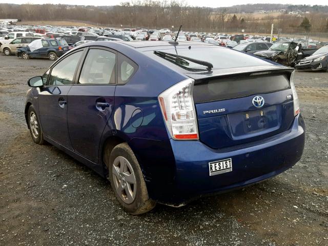 JTDKN3DU2A5076879 - 2010 TOYOTA PRIUS ლურჯი ფოტო 3