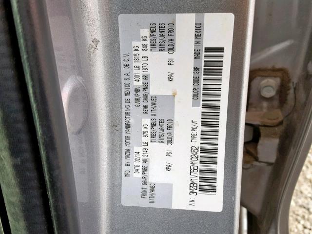 3MZBM1V76EM102462 - 2014 MAZDA 3 TOURING SILVER photo 10