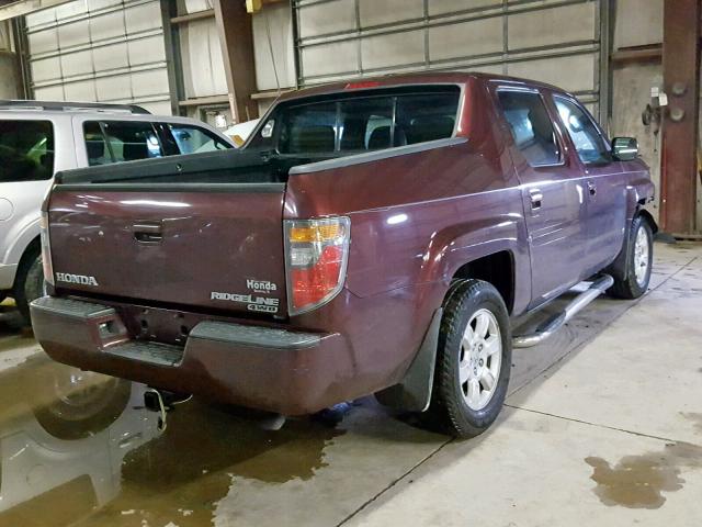 2HJYK16557H523490 - 2007 HONDA RIDGELINE MAROON photo 4