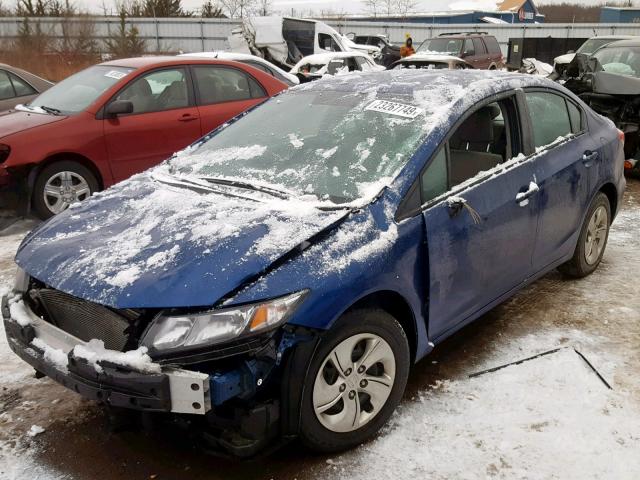 19XFB2F55FE018254 - 2015 HONDA CIVIC LX BLUE photo 2