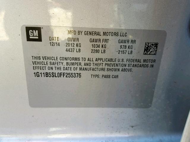 1G11B5SL0FF255376 - 2015 CHEVROLET MALIBU LS Gümüş foto 10