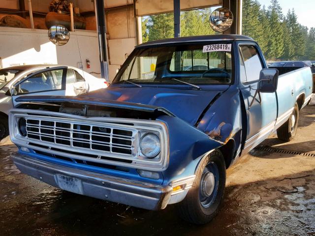 D14BB6S199705 - 1976 DODGE PICKUP BLUE photo 2