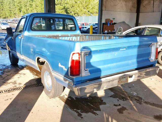 D14BB6S199705 - 1976 DODGE PICKUP BLUE photo 3