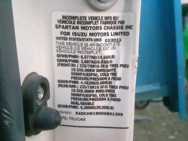 54DC4W1B6DS801395 - 2013 ISUZU NPR HD WHITE photo 10