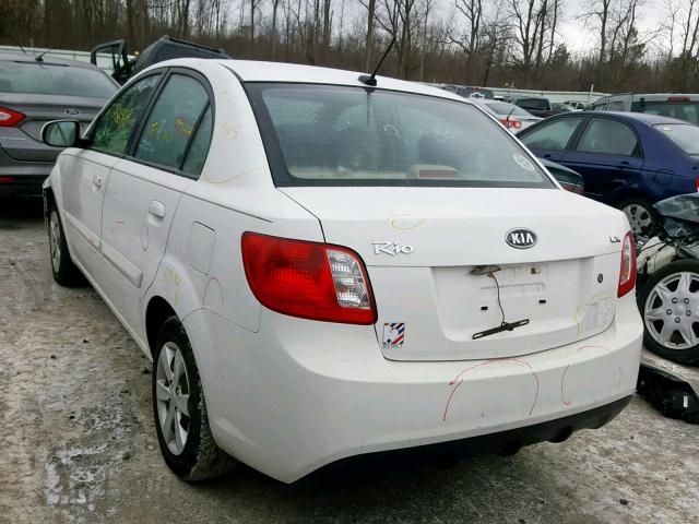 KNADH4A3XA6623020 - 2010 KIA RIO LX WHITE photo 3