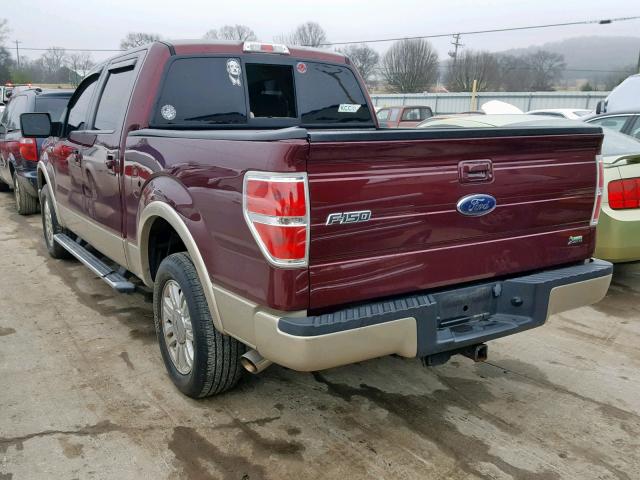 1FTFW1CV4AFA62988 - 2010 FORD F150 SUPER MAROON photo 3