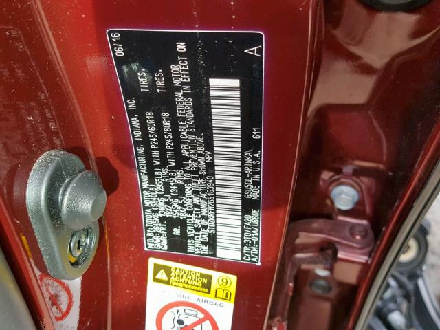 5TDZKRFH2GS163940 - 2016 TOYOTA HIGHLANDER BURGUNDY photo 10