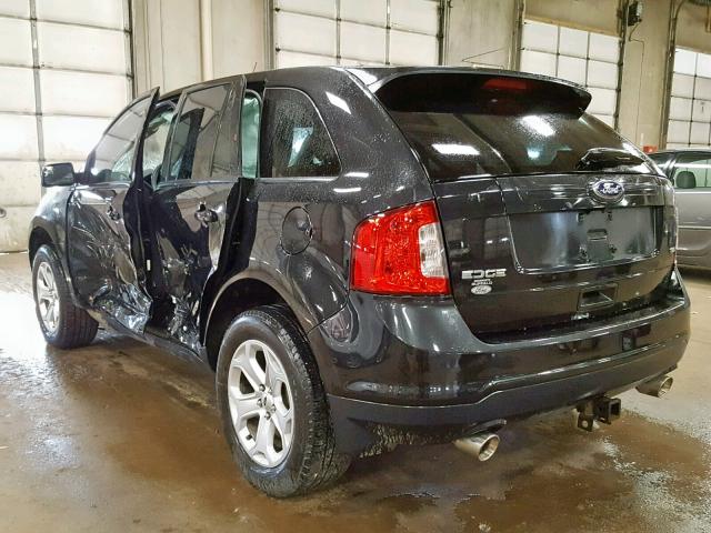 2FMDK3JC5EBB44196 - 2014 FORD EDGE SEL BLACK photo 3