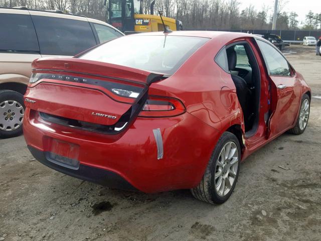 1C3CDFCA6DD293334 - 2013 DODGE DART LIMIT RED photo 4