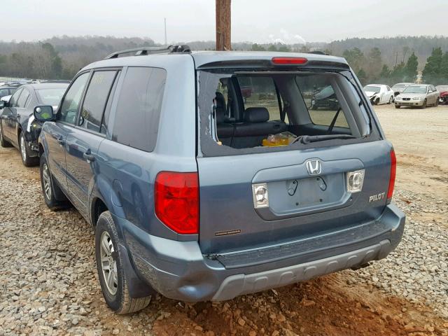 5FNYF18575B043590 - 2005 HONDA PILOT EXL ლურჯი ფოტო 3