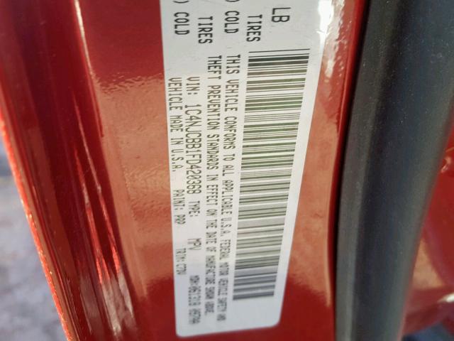 1C4NJCBB1FD420368 - 2015 JEEP COMPASS SP 栗色 照片 10