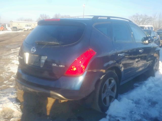 JN8AZ08W55W432465 - 2005 NISSAN MURANO SL BLUE photo 4