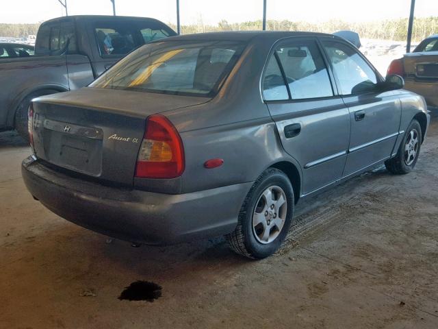 KMHCG45G5YU069661 - 2000 HYUNDAI ACCENT GL GRAY photo 4