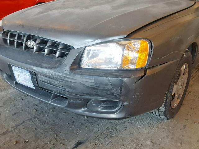 KMHCG45G5YU069661 - 2000 HYUNDAI ACCENT GL GRAY photo 9