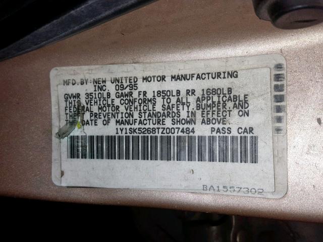 1Y1SK5268TZ007484 - 1996 GEO PRIZM BASE SILVER photo 10