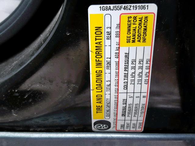1G8AJ55F46Z191061 - 2006 SATURN ION LEVEL GRAY photo 10