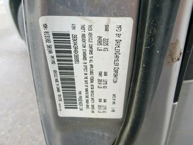 2B3KA43R46H389951 - 2006 DODGE CHARGER SE SILVER photo 10