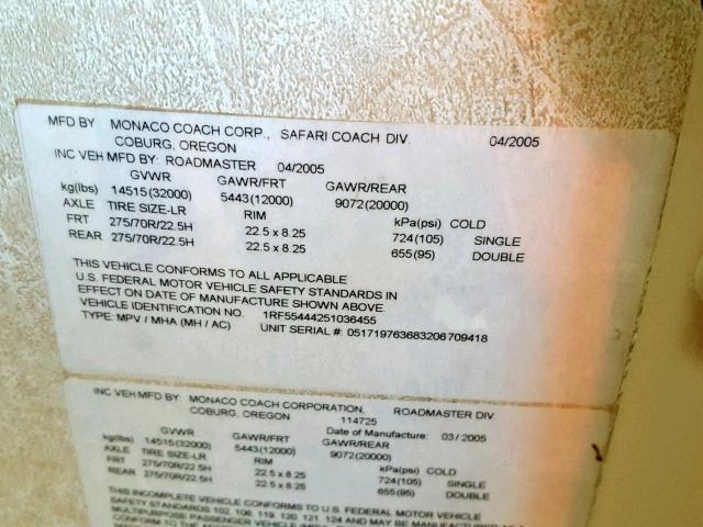 1RF55444251036455 - 2005 ROADMASTER RAIL MONOCOQUE İki rəngli foto 10