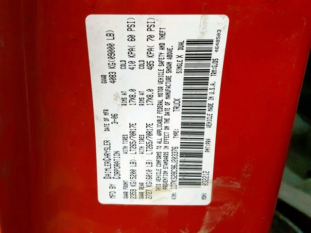 1D7KS28C96J203376 - 2006 DODGE RAM 2500 S RED photo 10