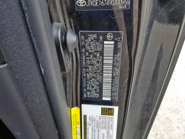 JTKDE167490300966 - 2009 TOYOTA SCION TC BLACK photo 10