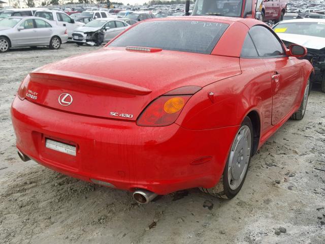 JTHFN48Y620017271 - 2002 LEXUS SC 430 RED photo 4