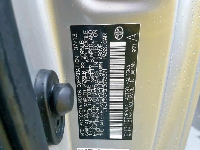 JTKJF5C73E3073371 - 2014 TOYOTA SCION TC 银色 照片 10