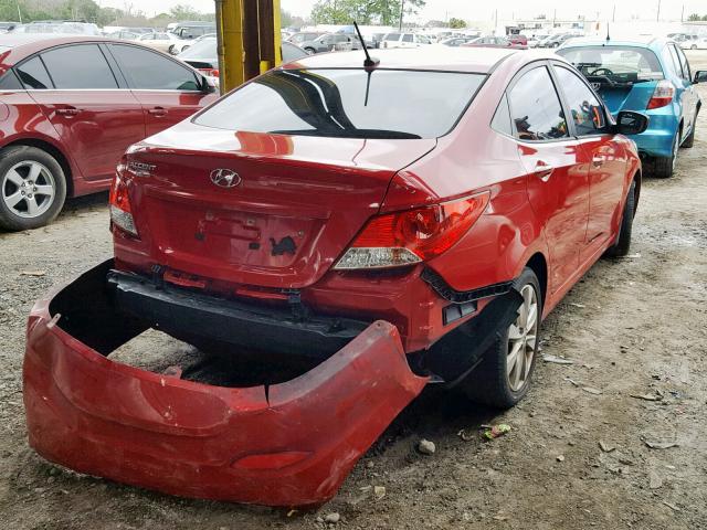 KMHCU4AE7DU395923 - 2013 HYUNDAI ACCENT GLS RED photo 4