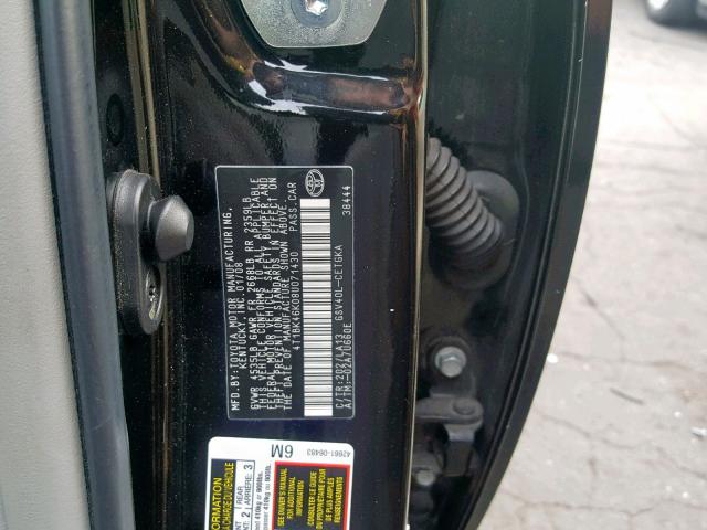 4T1BK46K08U071430 - 2008 TOYOTA CAMRY LE BLACK photo 10
